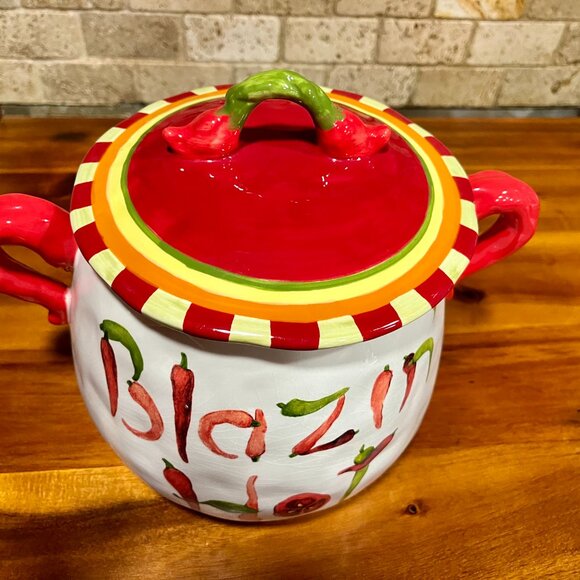 CRACKER BARREL "SWEET AND SAVORY" WINGET COOKIE JAR CHILI PEPPER BLAZIN … - Picture 4 of 5